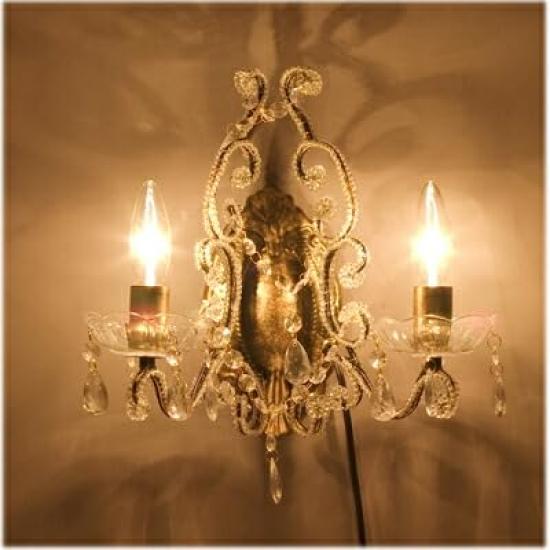 Akizuki Trading (Akizuki) Candelabru antic de perete în stil prințesă, 2 aplice bijuterie: interior-ak-67D304079 (Cremă)