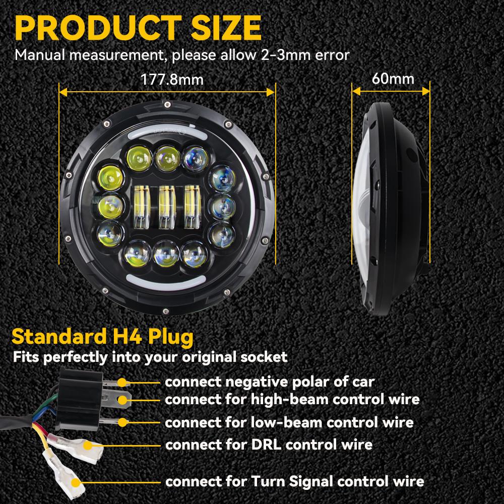 7 Inch Motorrad Scheinwerfer LED für Yamaha Harley Road King Jeep Wrangler Jk Led Scheinwerfer Cafe Racer Motorrad Zubehör