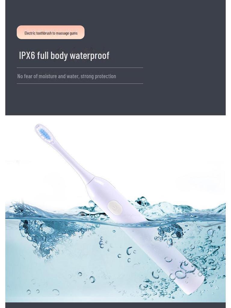 Portable Waterproof Sonic Electric Toothbrush for Adults with Soft Bristles Rechargeable