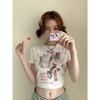 White Internet Celebrity Hottie Short-sleeved T-shirt Women's Summer New Cute Cat Sweet and Spicy Wind Navel Top