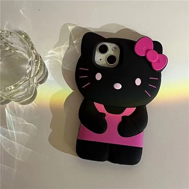 

Bowknot Kitty Cat 3D Silicone Soft Phone Case For 17 Pro Max 16 15 14 Plus 13 Mini 12 11 7 8 4 4S 5 5S X XR SE iPhone se 1