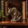 Resin Rhinoceros Figurine Distressed Animal Statue Vintage-Inspired for Office