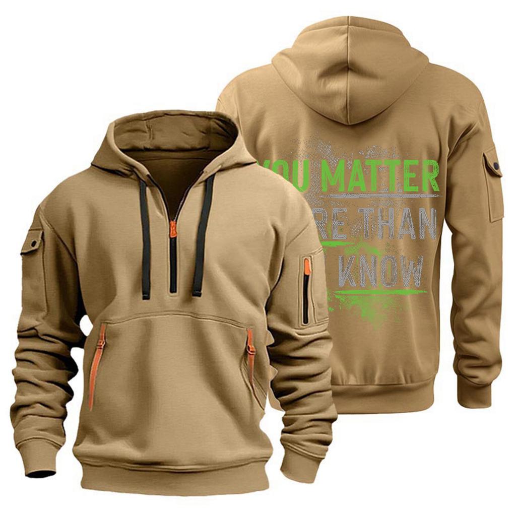 Men's Printed Sweatshirt Hoodie Zipper Arm Pocket Cardigan Men's Sports Large Size Casual Hoodie