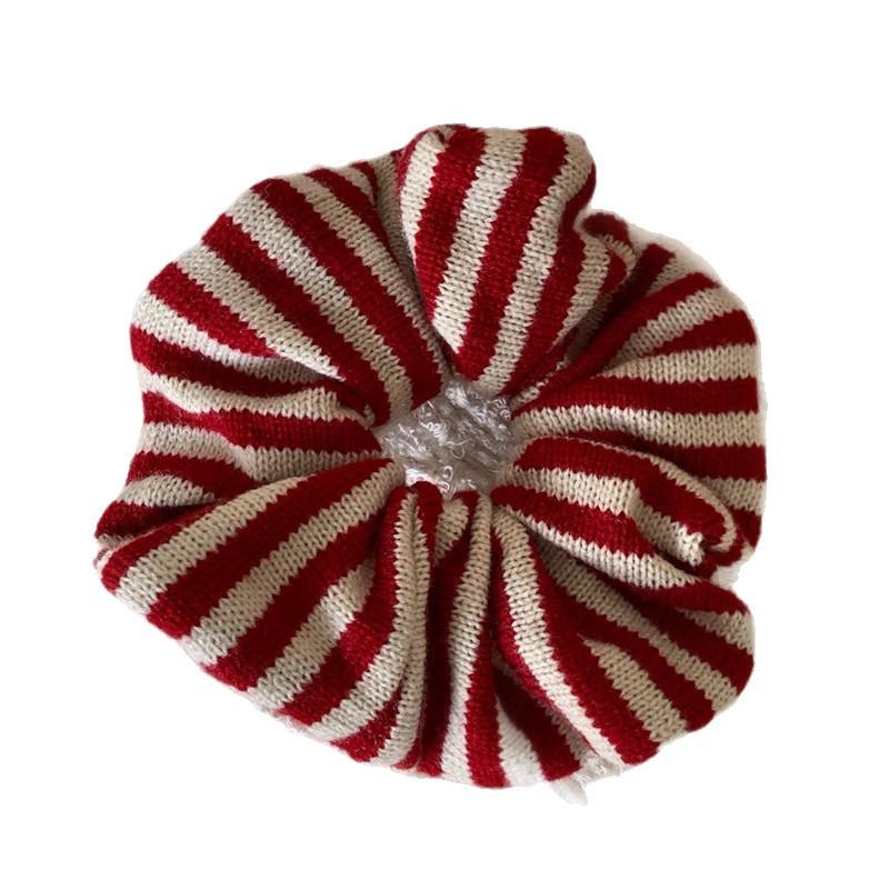 Autumn and winter atmosphere! Warm wool knitted striped large intestine hair tie for women, lazy style, large hair rope hair accessory