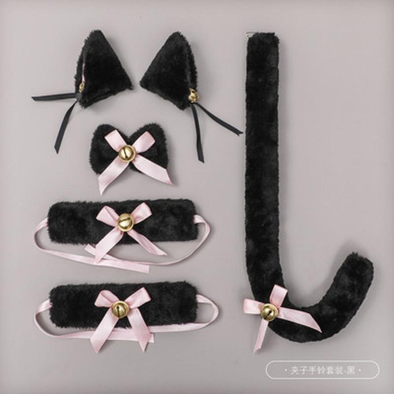 

Наборы из 5 шт., Лолита, девочка-кошка, косплей, кошачьи уши, повязка для волос, галстук-бабочка, колокольчик, набор аксессуаров для кошачьего хвоста