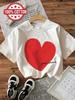 Graphic Love Heart Print 100% Cotton Women's T-Shirt Comfortable Crew Neck Short Sleeve Top Vintage Shirt Casual