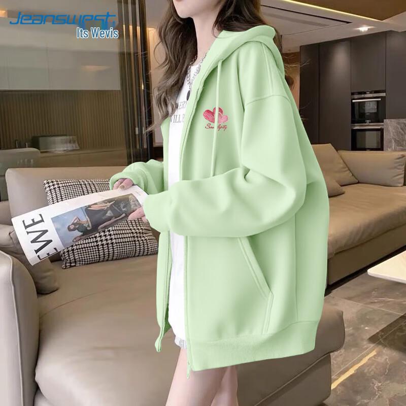 JEANSWEST Women's Oil Painting Heart Zip-Up Hoodie