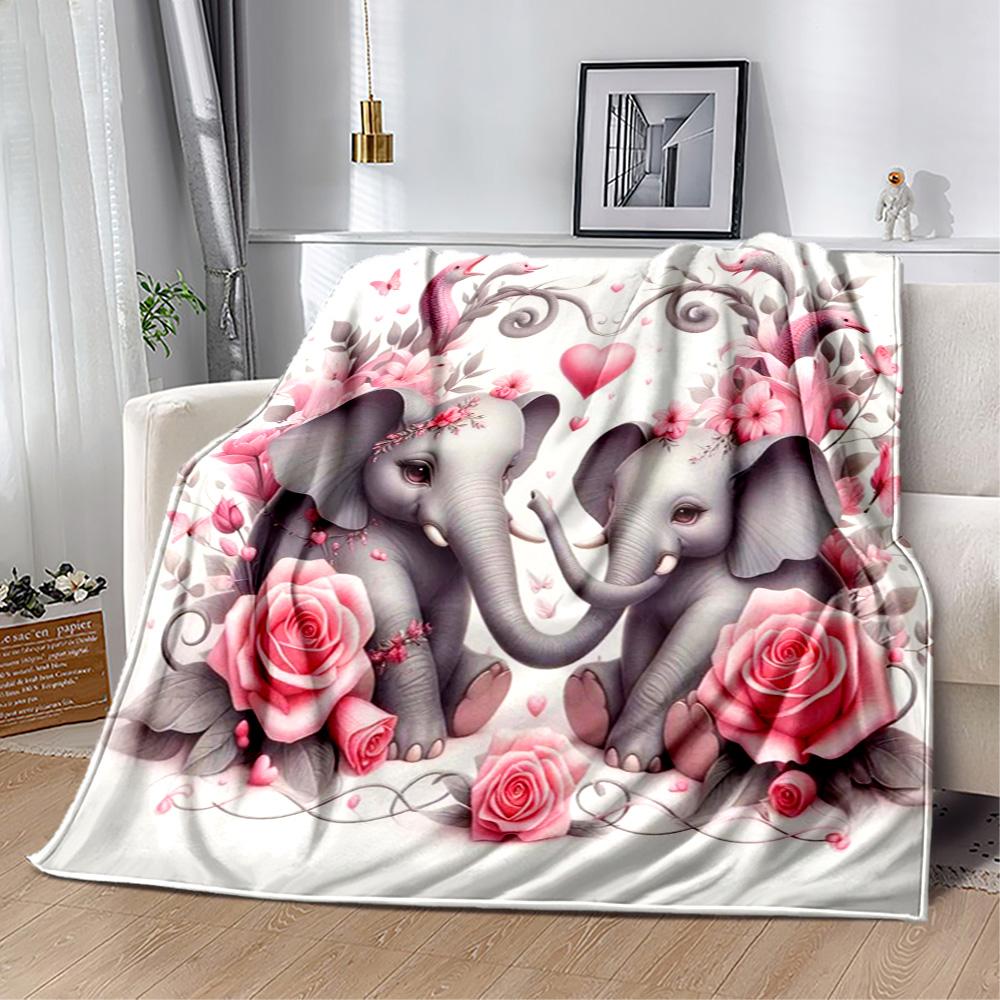 Colorful Elephant Garden Blanket Suitable for Offices, Travel, Living Rooms Also a Good Gift for Friends and Family Suitable for All Seasons.