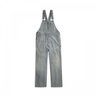 Double Rl Indigo Stripe Twill Overalls Mnrrovr17620023410