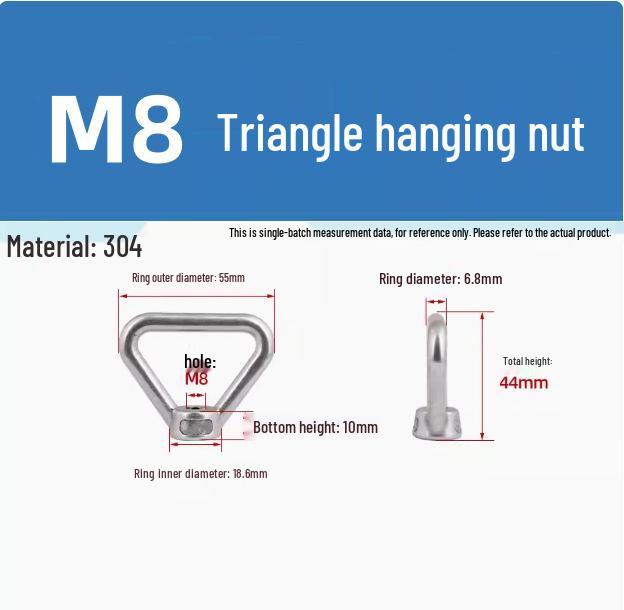 304 Stainless Steel Lifting Eye Nut - Round, Triangular Lug Nut Ring Cap