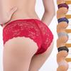 Women's Sexy Panties Color Hollow Out Flower Lace Low Waist Briefs