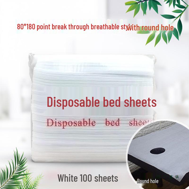 Breathable Non-Woven Disposable Massage Bed Sheets - White, Pink, Blue (70x170, 100 Sheets)