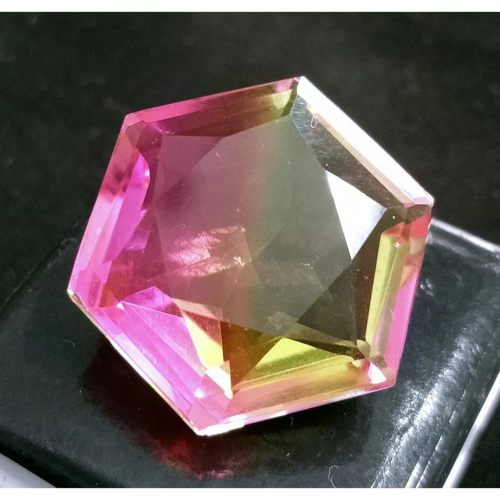 Natural Hexagon Tourmaline Bi-Color Fancy Cut 22+ Ct Stunning Gemstone