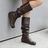 Women's Flat-bottomed Casual Boots Autumn and Winter New Inner Height Increase Solid Color Large Size Medium Boots