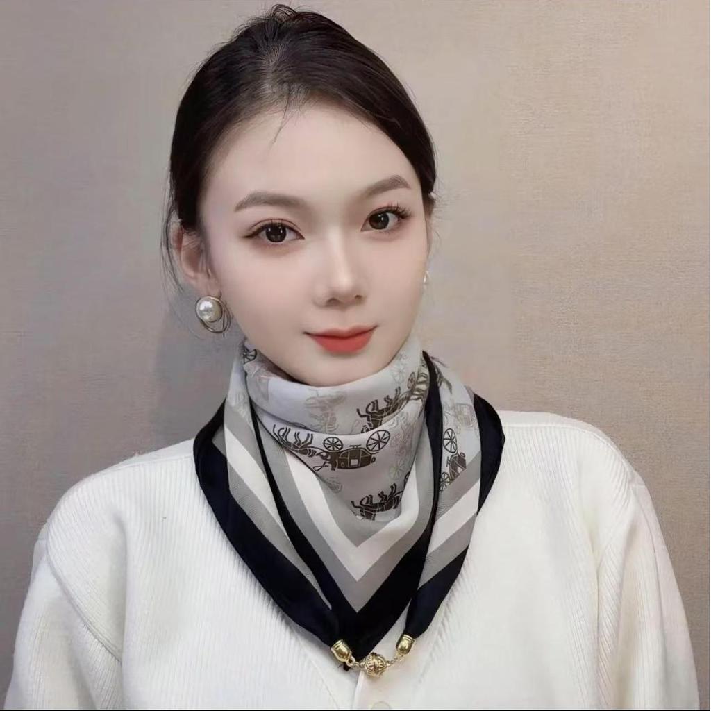 Spring & Autumn Influencer Silk Scarf: Trendy, Versatile, Elegant Style for Ladies