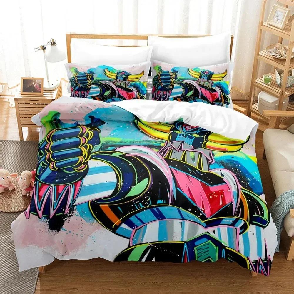 Anime Fashion Mechanical Goldorak Boys Bedroom Bedding Single Twin Full Queen King Size Aldult Duvetcover Anime Bed Sheet Set