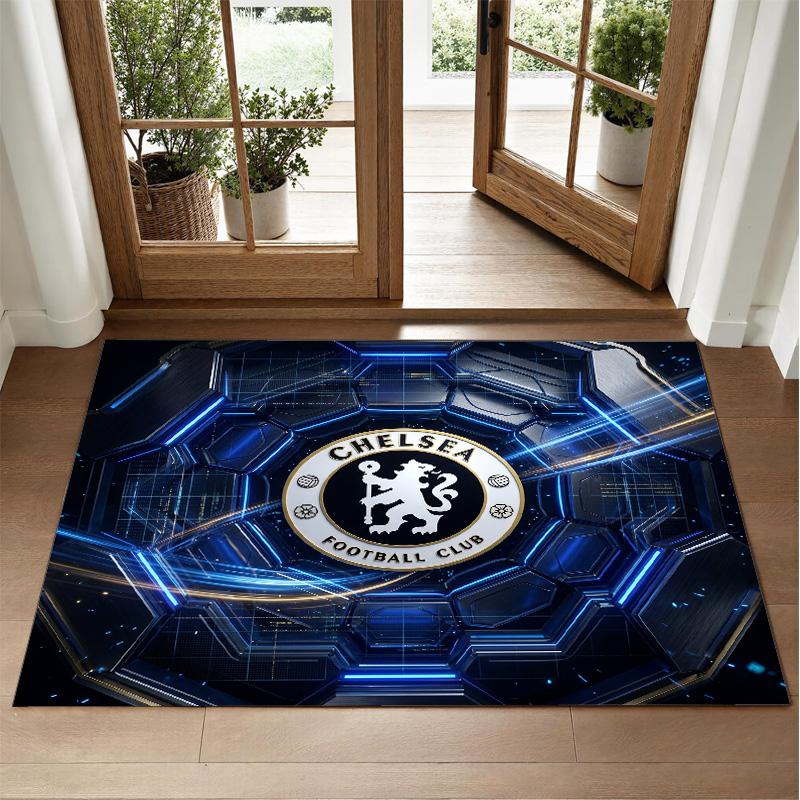 Chelsea FC Design Crystal Velvet Rug Soft Decorative Mat for Bedroom Entrance