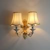 European Fashion Retro Wrought Iron Wall Lamp Fabric Living Room Dining Room Bedroom Bedside Decorative Atmosphere Lighting