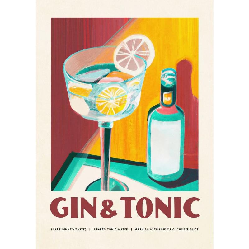 Canvas Painting Beverage Caipirinha Gin Sangria Aperol Spritz Retro Kitchen Wall Decoration