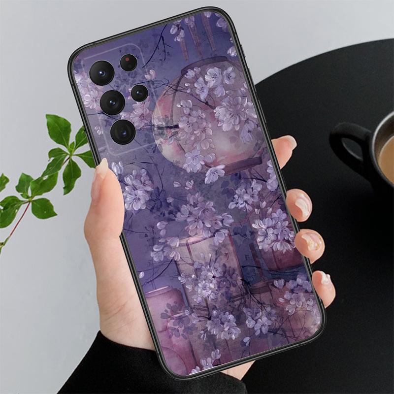 Purple Flower Rose Peony Cherry Phone Case For Samsung Galaxy S26 S25 S24 S23 S22 Ultra S23 S22 S25 Plus S24 FE S26Edge