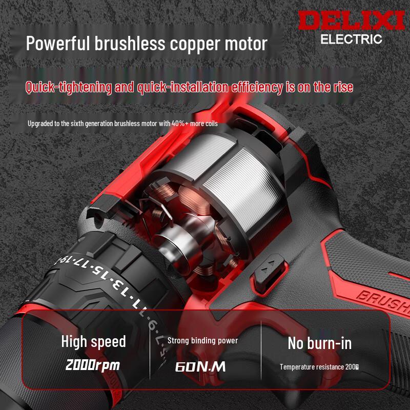DELIXI ELECTRIC Cordless Impact Drill & Screwdriver CN Plug (adapter Included)