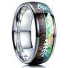 Fashion 8mm Men Titanium Wedding Rings Green Shell Inlay Stainless Steel Rings For Men Wedding Band Anniversary Birthday Gifts