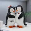 Couple Penguin Figurine Cute Romantic Resin Penguin Lovers Statue Home Decor For Christmas Birthday Valentines Day