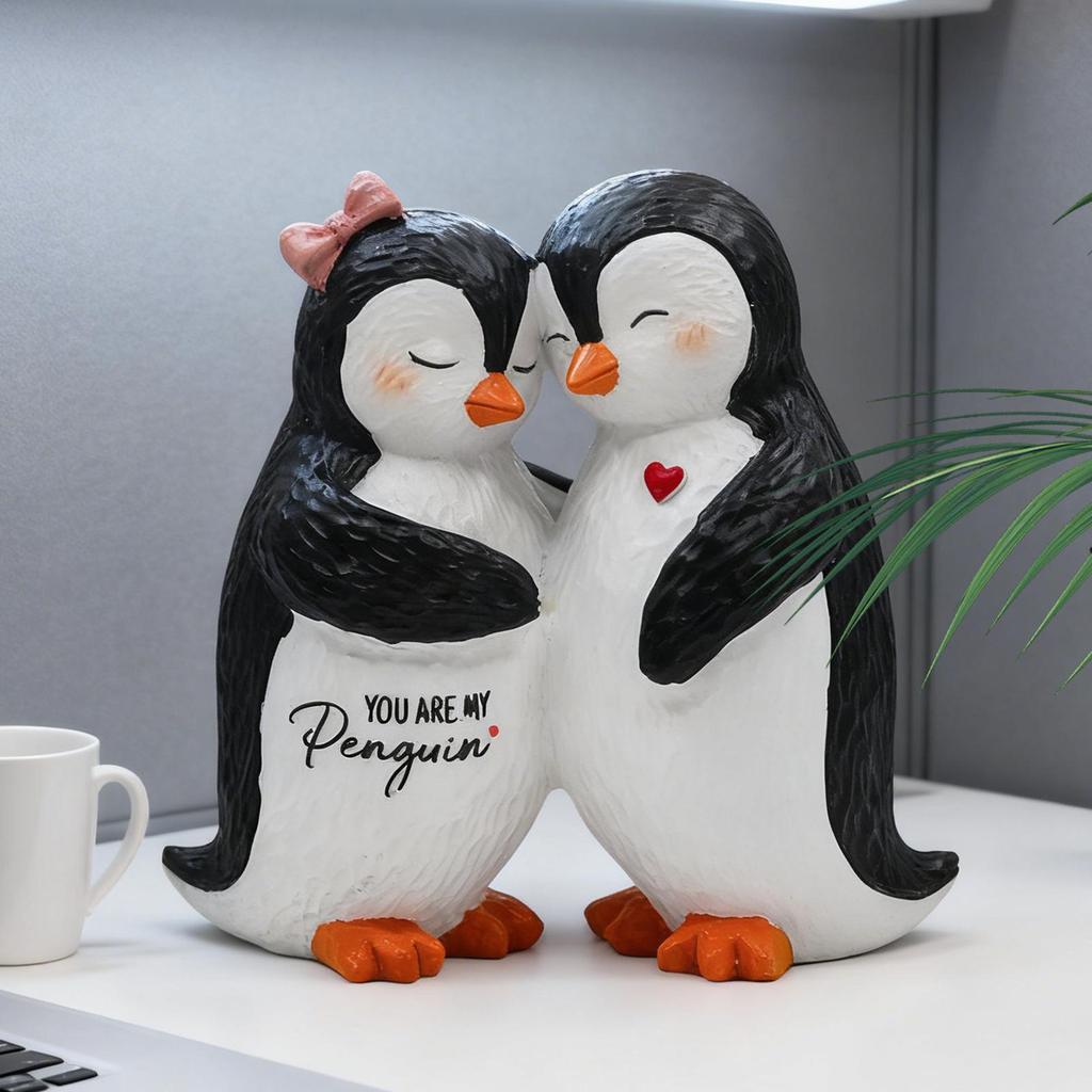 Couple Penguin Figurine Cute Romantic Resin Penguin Lovers Statue Home Decor For Christmas Birthday Valentines Day