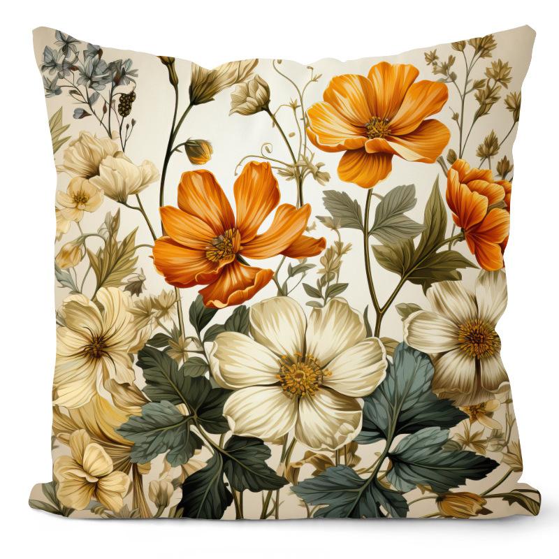 

Ретро Цветочная Наволочка Дом Гостиная Диванная Подушка Балкон Автомобильная Подушка Декорация 45 * 45Cm without pillow core