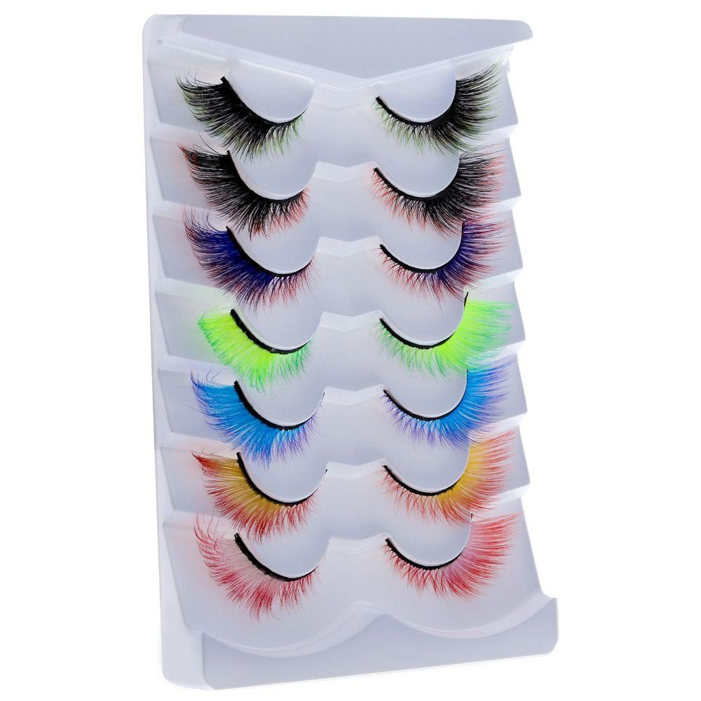 Fluffy Dramatic Cosplay for Halloween Colored Lashes False Eyelashes Cat Eye Lashes Fake Eyelashes