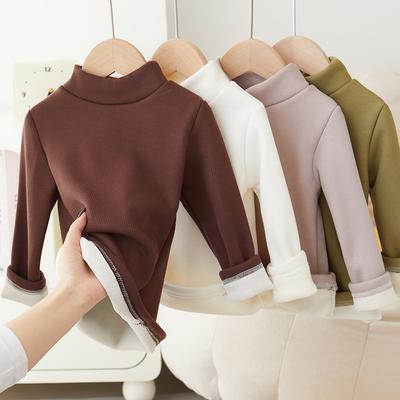 Children's Padded Thickening Bottoming Shirt Fall and Winter Warm T-shirt Middle and Large Children Thick Bottoming