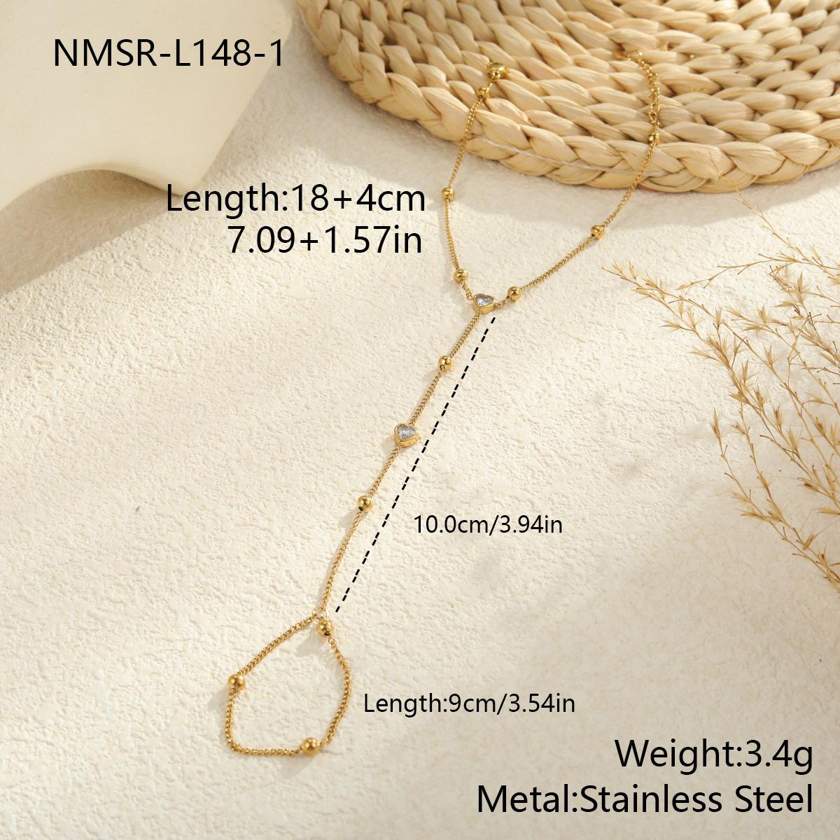 GEMCHIC Women s Simple and Elegant Stainless Steel Zircon Link Chain Bracelet with Geometric Design