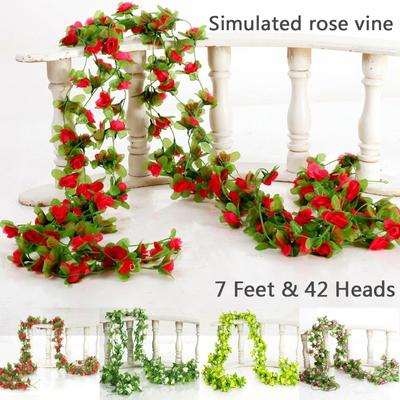 7FT Artificial Wisteria Rose Vine Garland Plant Foliage Trailing Flower Home Decor