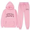 Letter Print Hoodie Sweatpants Set Men Women Casual Tracksuit Long Sleeve Sportswear