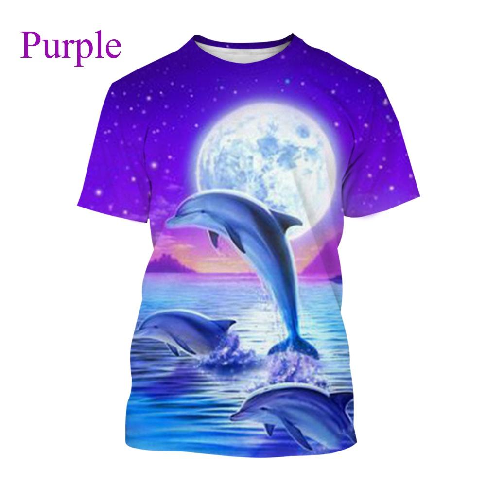 Hot 3d Dolphins Animal Prints for Men and Women Summer T-shirt Personality Cute Trend Round Neck T-shirt