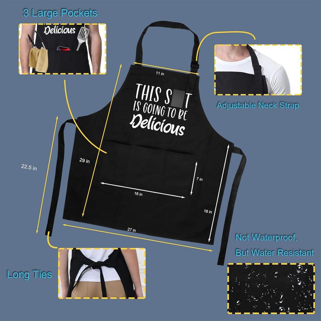 Miracu Funny Cooking Aprons for Women, Funny Baking Aprons for Men Dad - Mens Cooking Gifts for Bakers Husband Boyfriend - Valentines Day, Birthday