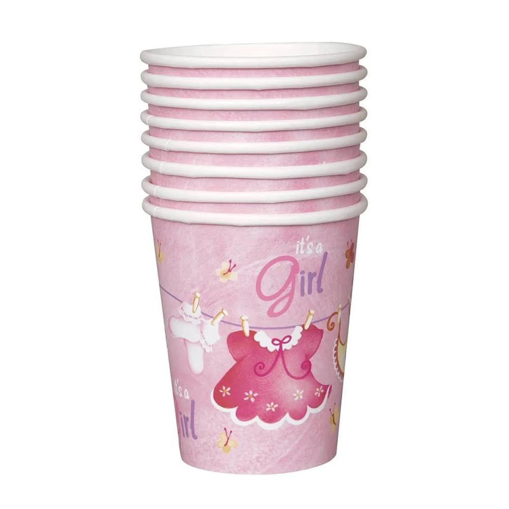 Unique Party Paper Clothes Line Baby Shower 266ml Disposable Cup (Pack of 8)