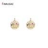 Fashion 14K Gold Plated Brass Inlaid Zircon Evil Eye Charms Round Pendants,DIY Jewelry Pendants Making Accessories Wholesale