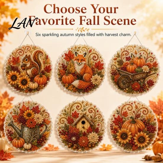 Garden Hanging Ornaments Autumn Diamond Painting Pendant, Acrylic Ornament, Decorative Art Craft for Outdoor Porch Decor Harvest Festival, Fall Theme