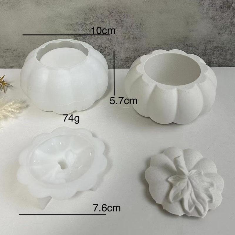 Halloween Pumpkin Storage Box Silicone Molds DIY With Lid Creative Flowerpot Candle Jar Plaster Epoxy Resin Mould Home Decor