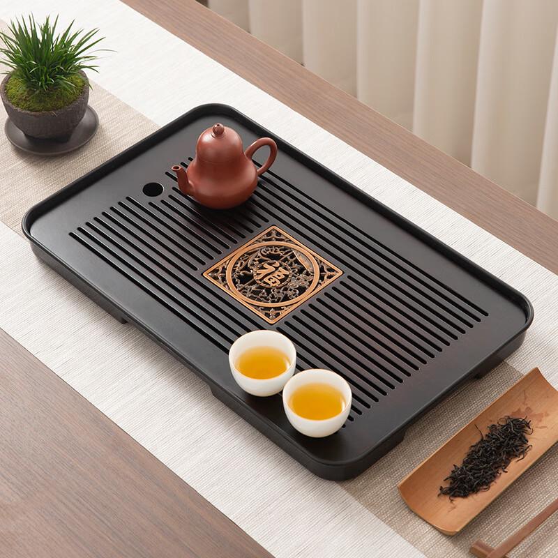 GOWKE Natural Bamboo Tea Tray with 'Fu' Design