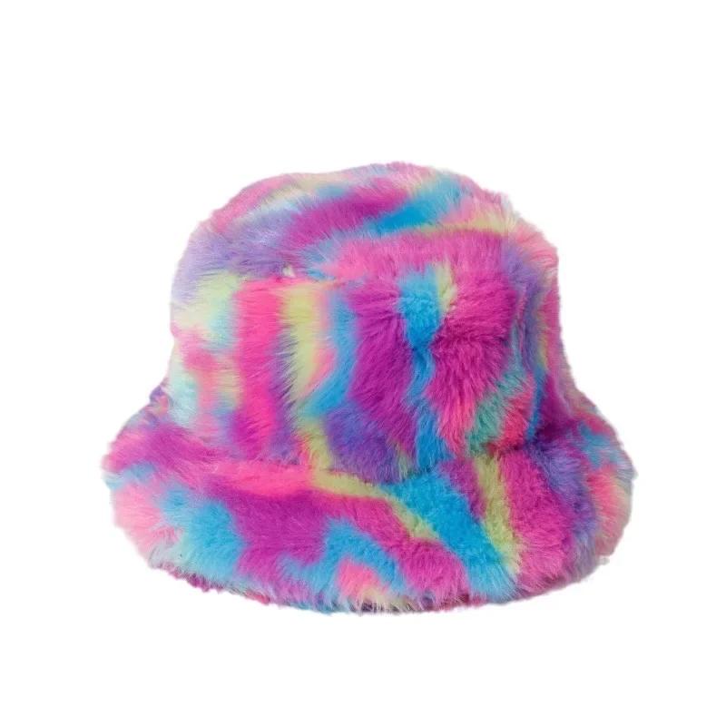 2023 New Plush Fisherman Hat New Men's and Women's Autumn/Winter Warm Hat Trendy and Fashionable Thickened Colored Bowl Hat