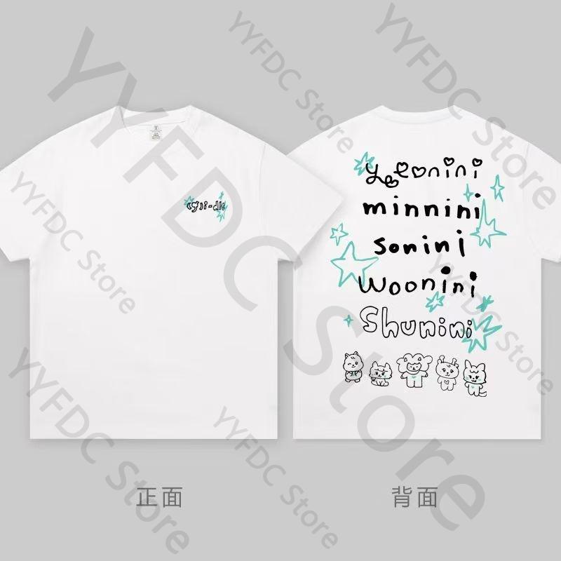 Gidle T Shirt Kpop Fashion Idle Super Lady Tshirt MIYEON MINNIE Soyeon YUQI SHUHUA Print Unisex Women Cotton Short Sleeve Tee Tops S