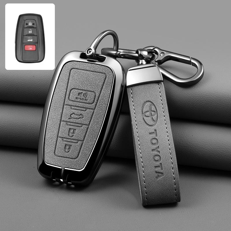 Leather Car Smart Remote Key Case Cover Shell for Toyota Avalon Camry RAV4 Prius CHR C-HR Corolla Land Cruiser Prado Keychain Ca