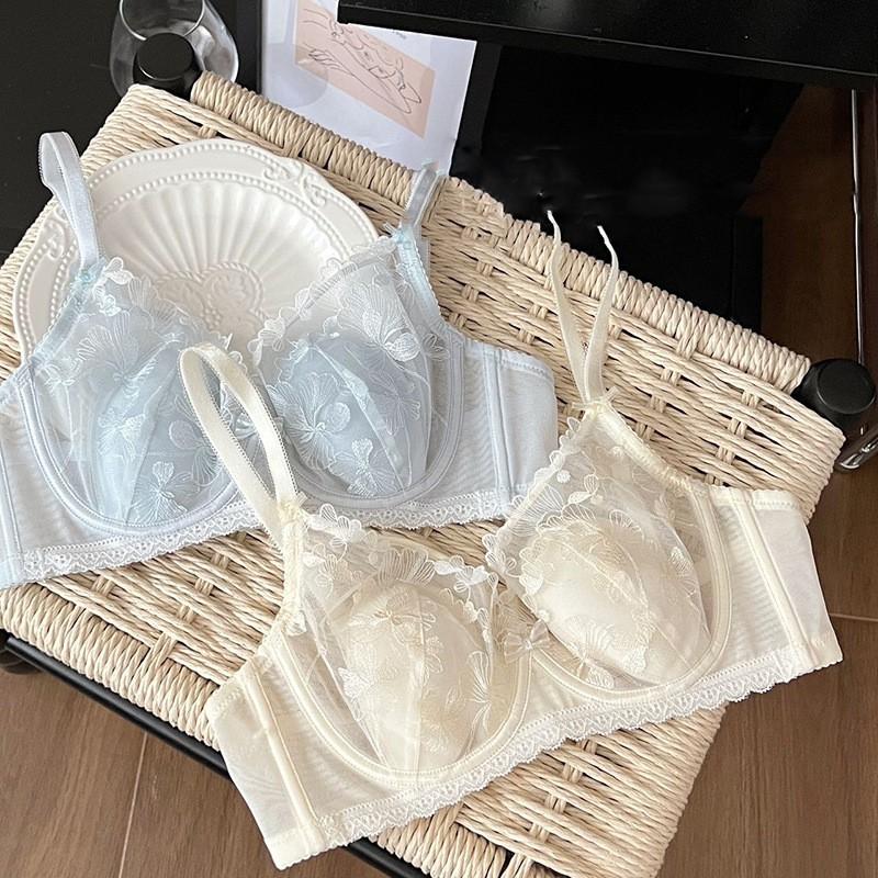 Ultra-thin French Sexy Lace Bra Set Large Bust Minimizer Non-Slip Adjustment