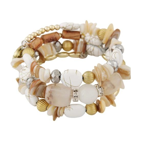 Unisex Bracelet Alloy Irregular Shape Stones Multi-layered Stacking Retro Ethnic Bohemian Faux Turquoise Faux Agate Elastic Cord Wrist Jewelry