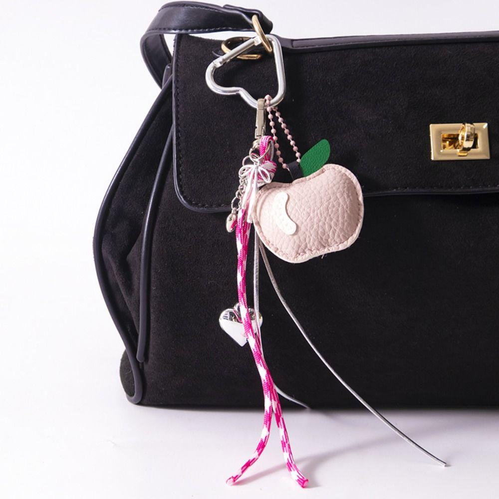 Heart Woven Rope Bag Hanging PU Leather Braided Rope Car Keyrings  Girls Couple Girlfriends