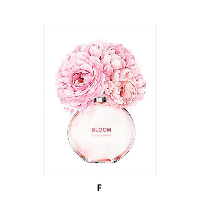 Fashion Girl Canvas Poster Perfume Bottle Print Pictures Flower Wall Art Prints Nordic Wall Posters Girl Bedroom Decoration