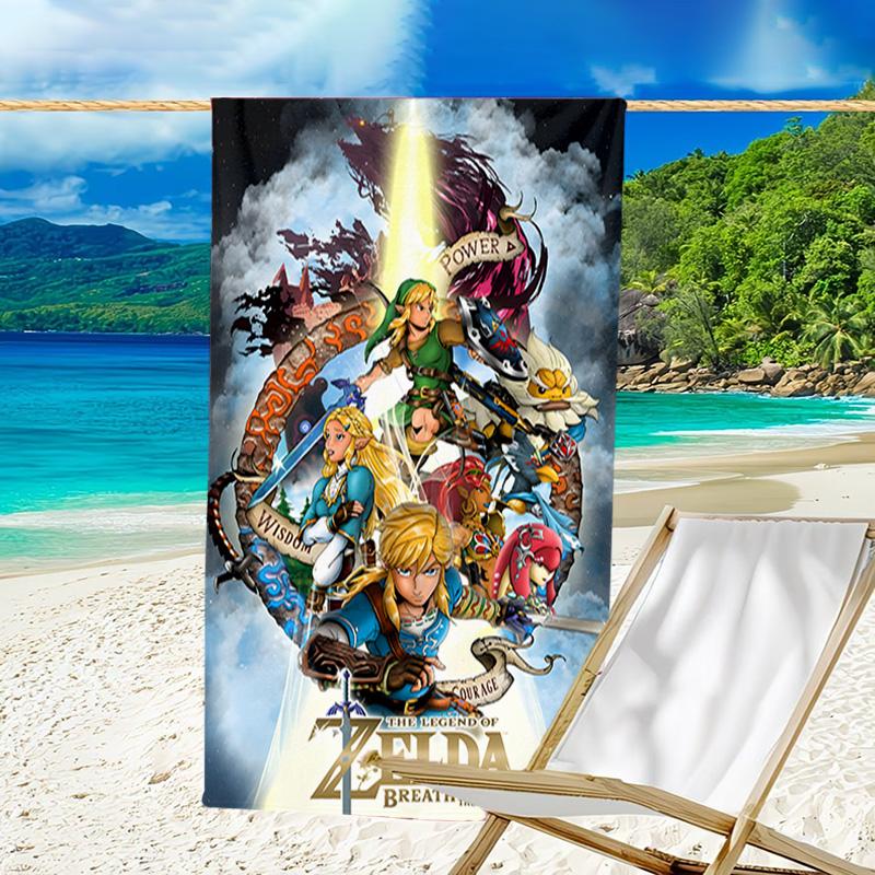 1pc Game Zelda Beach Towel, Beach and Seaside Swimming Pool Equipment, Fashion Pattern, Rectangular, Travel Essentials