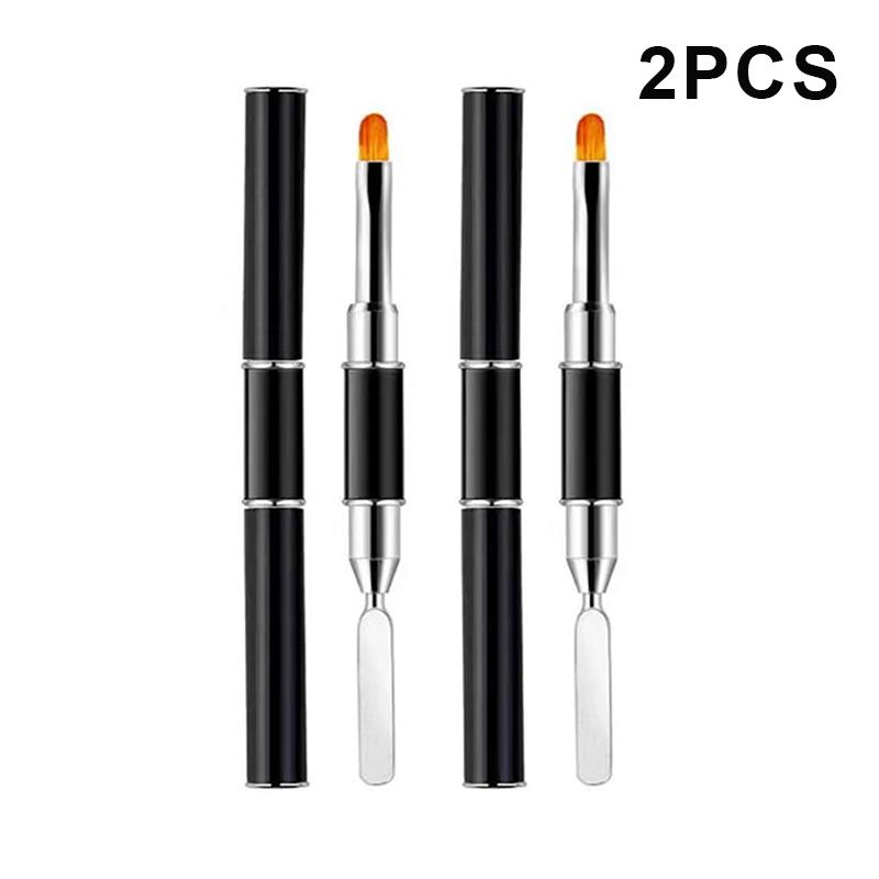 2Pcs Gel Brush And Picker 2-in-1 Nail Brush And Spatula Tool for Acrylic Nails Extension Gel Application